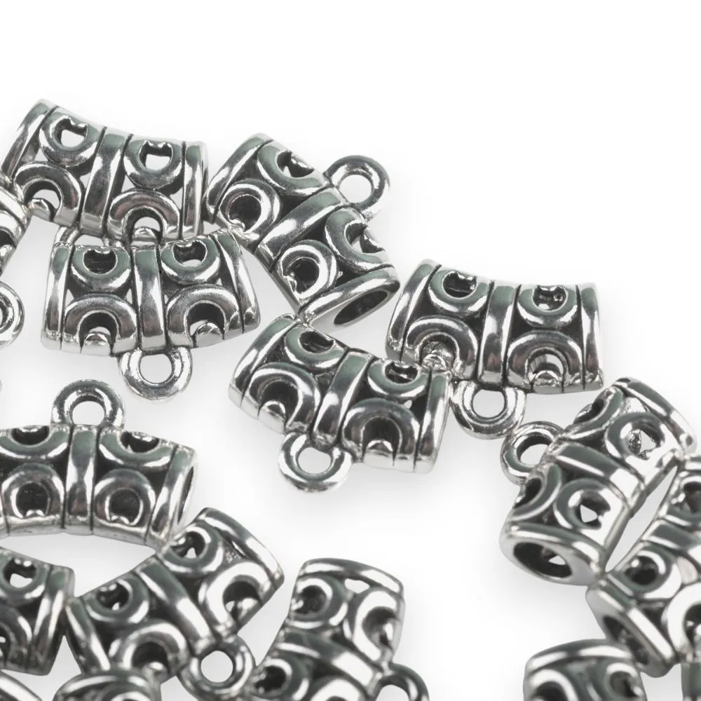 бейл "трубочка", цвет античное серебро, 10х12х6 мм