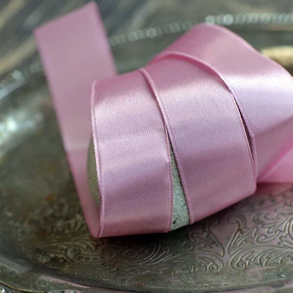 лента, атлас, цвет розово-сиреневый, ширина 25 мм ленты
