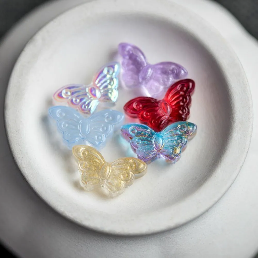 бусина "бабочка ночная", стекло, цветовой микс, 15x8x4.5 мм