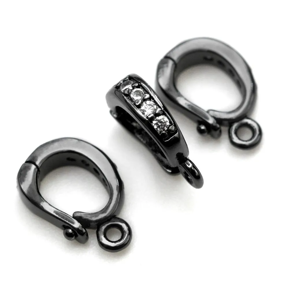 бейл-подвес "адель", с цирконием, цвет черный, 10.5x7x3 мм