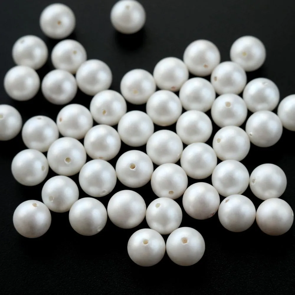 ракушечный жемчуг круглый, матовый, цвет молочный, 8 мм