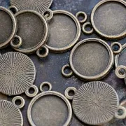 Коннектор-сеттинг круглый "Слайс", цвет античная бронза, 21x15x2 мм