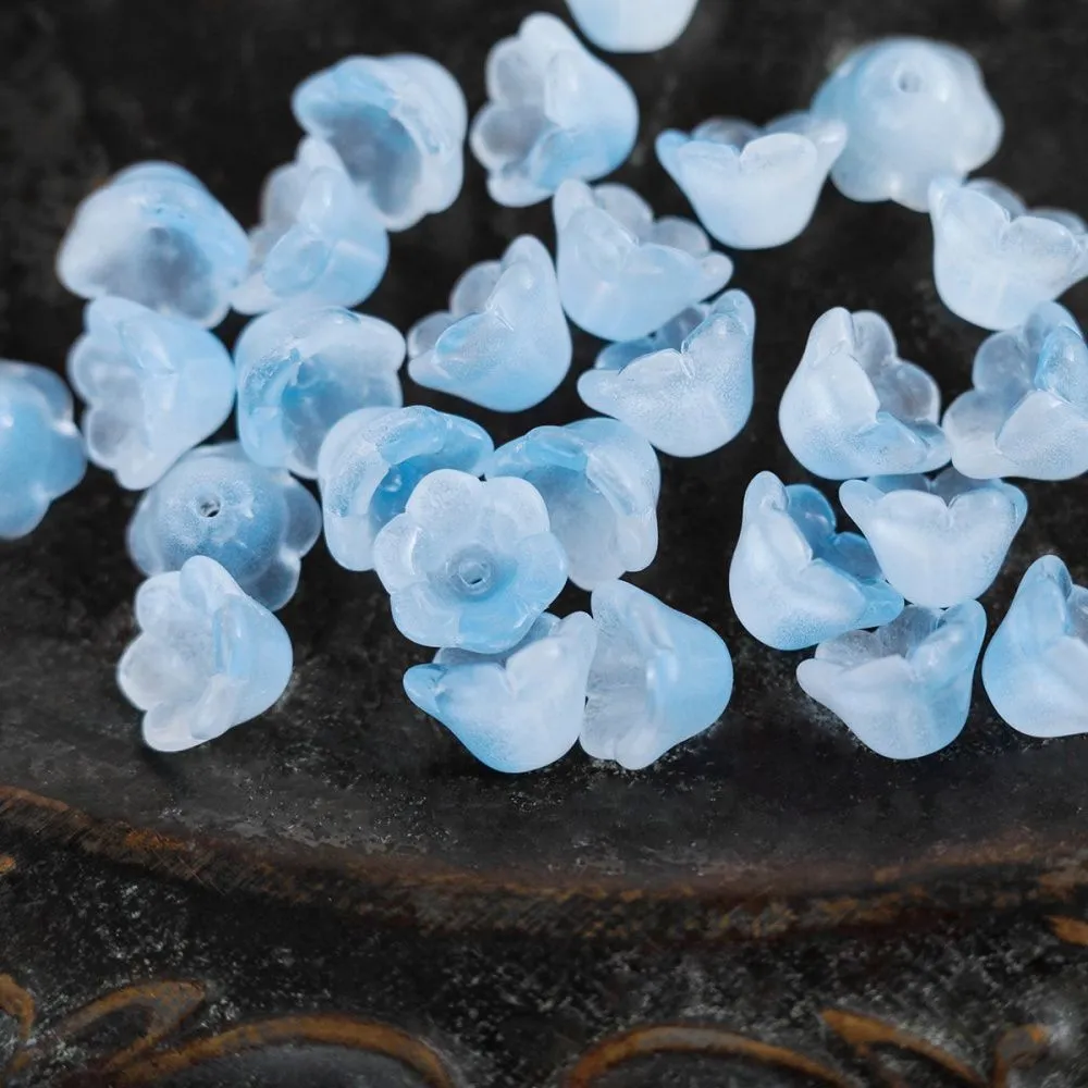 бусина "колокольчик", стекло, цвет голубой, 12x8 мм