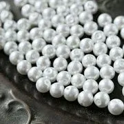 Бусина, имитация жемчуга, стекло 8, цвет белый, 8 мм