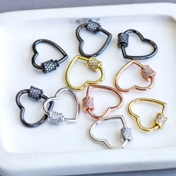 замочек-карабин "харт", цирконий, цветовой микс, 19x21.5x2-6 мм