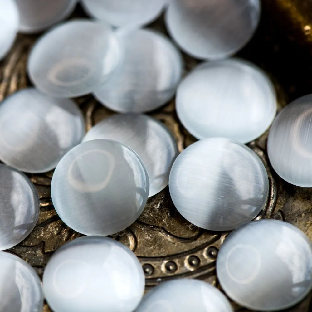 кабошон "кошачий глаз", стекло, цветовой микс, 14х3 мм