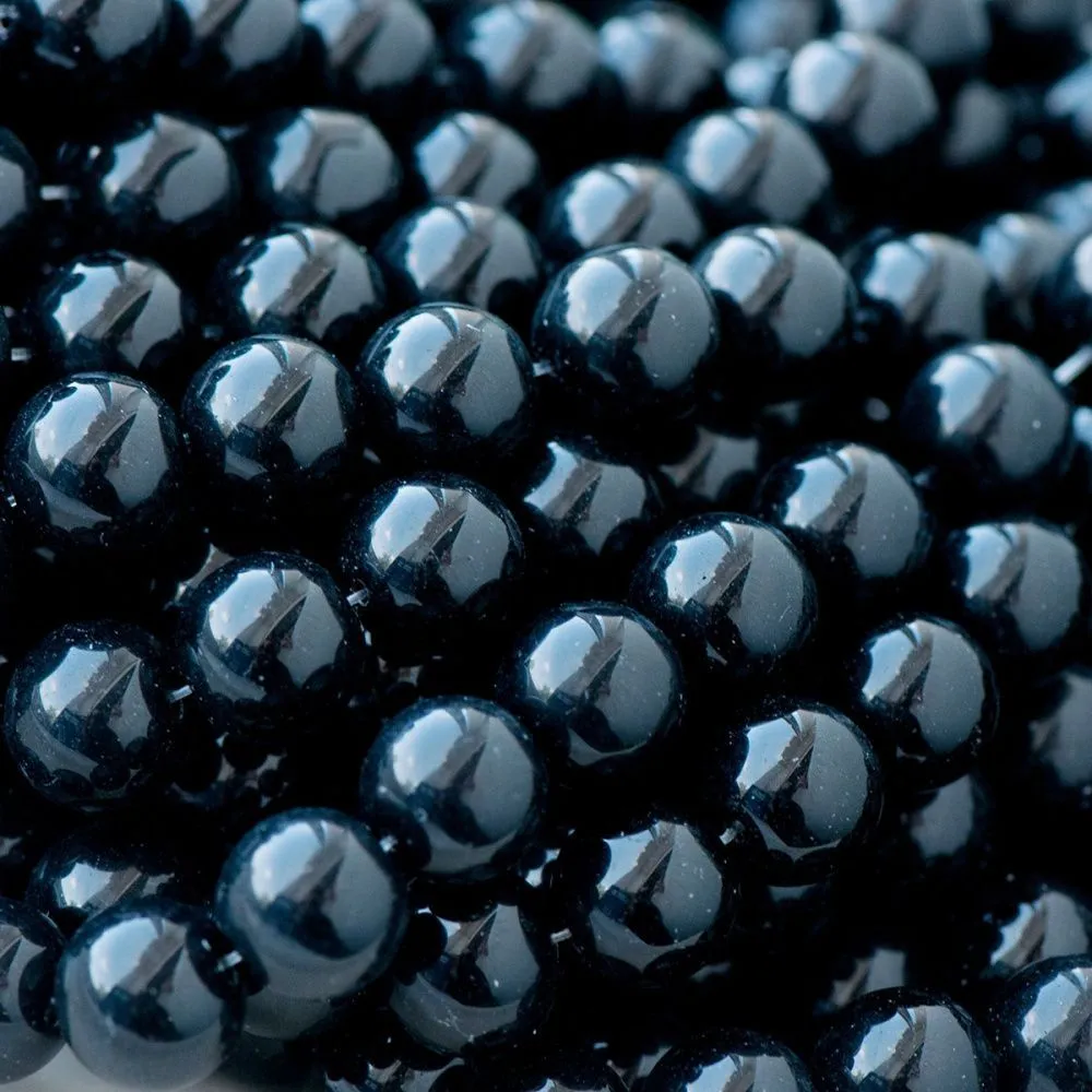 бусина, стекло 12, цвет черный, 12 мм