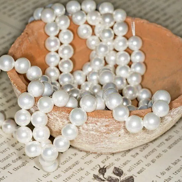 ракушечный жемчуг круглый, класс "а", цвет белый, 8 мм