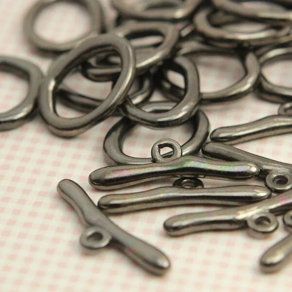 Замочки тоггл "обруч", цвет черный, 16x21 мм