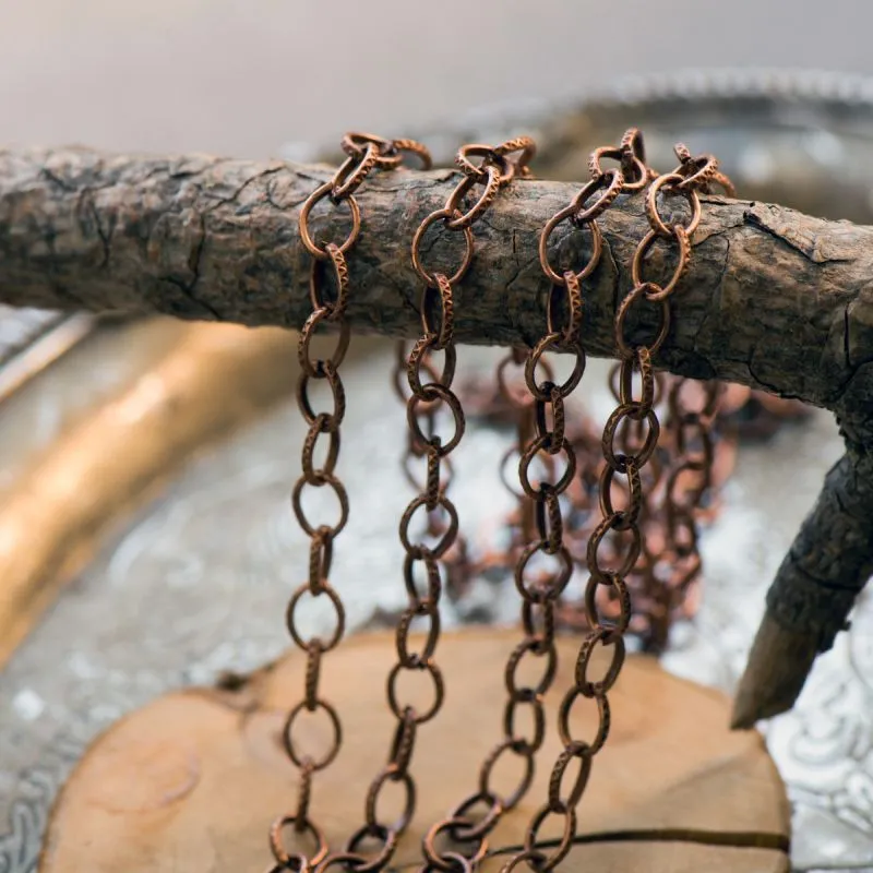 цепочка "даймонд", цвет красная медь, звено 8x6x1 мм