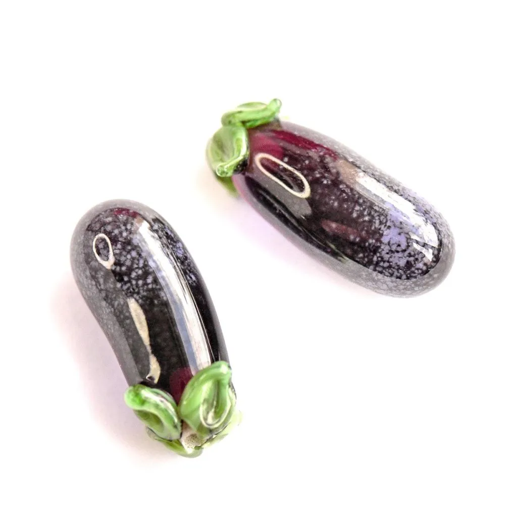 бусина, мурано "баклажан", фиолетовый, 22х9 мм