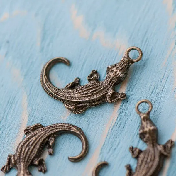 подвеска металлическая "геккон", цвет античная бронза, 23х21х3,5 мм