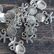 Коннектор "Пляж", цвет античное серебро, 18x13x2.5 мм