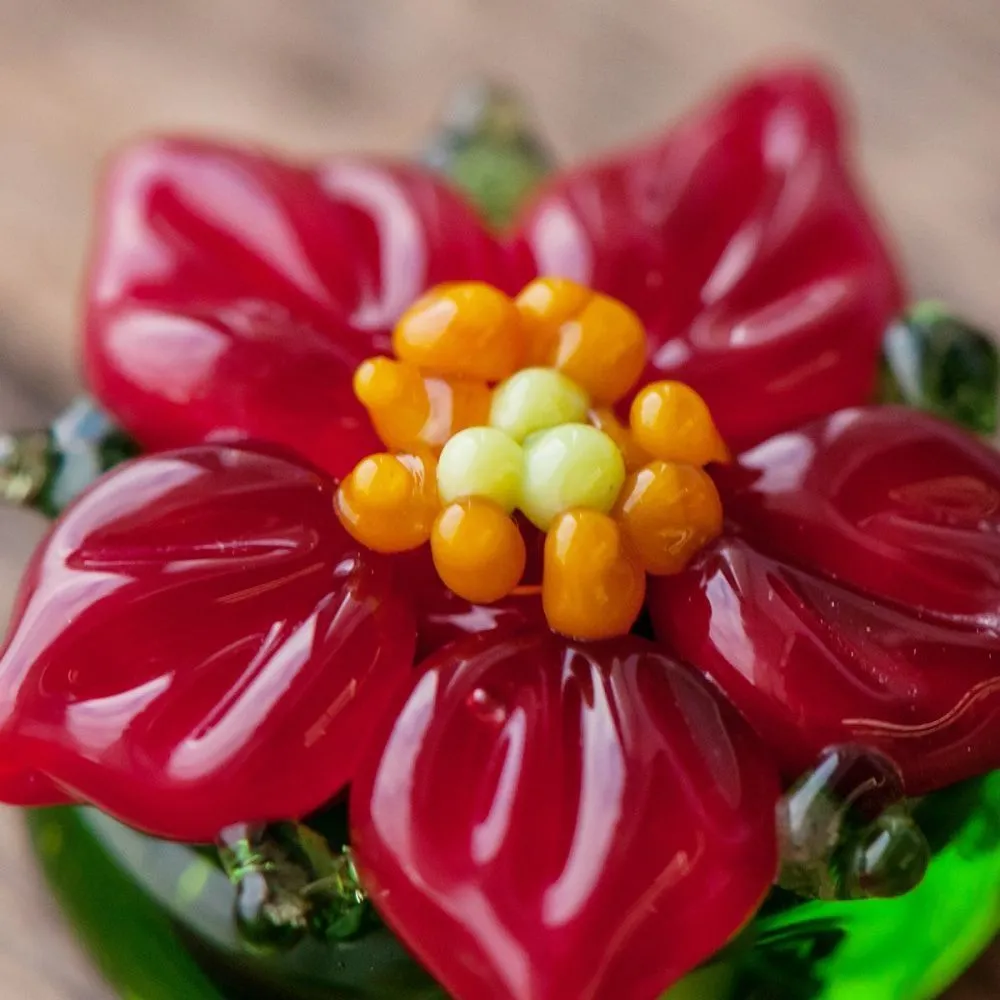 бусина, мурано "пуансеттия", фигурная,19х16 мм