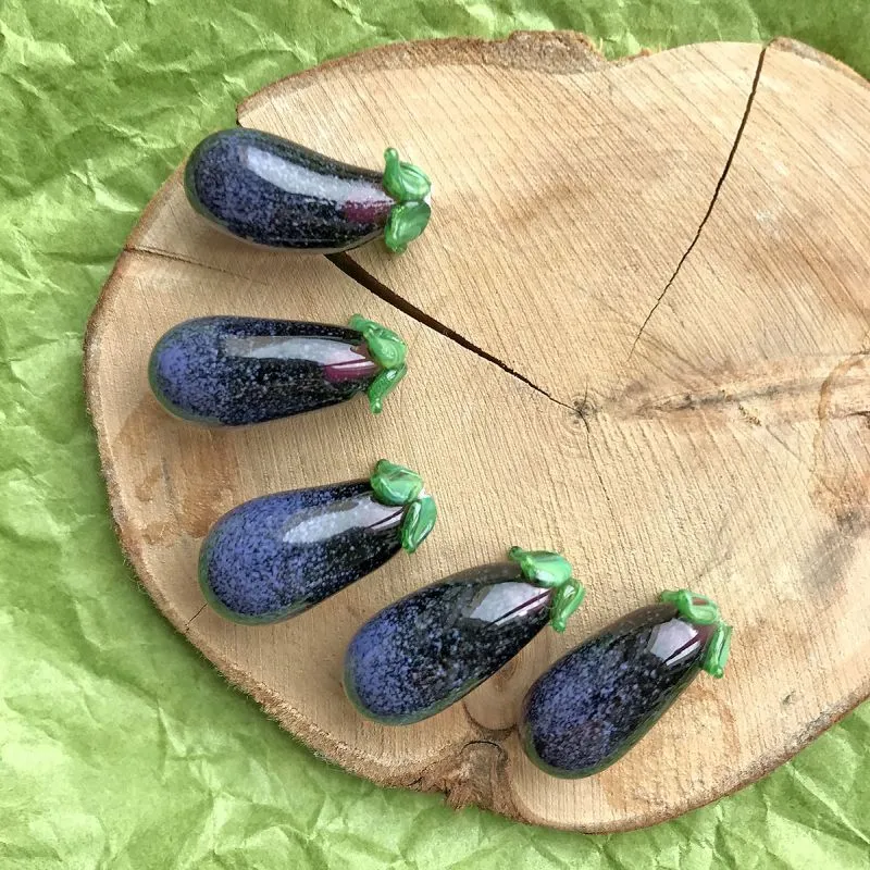 бусина, мурано "баклажан", фиолетовый, 22х9 мм