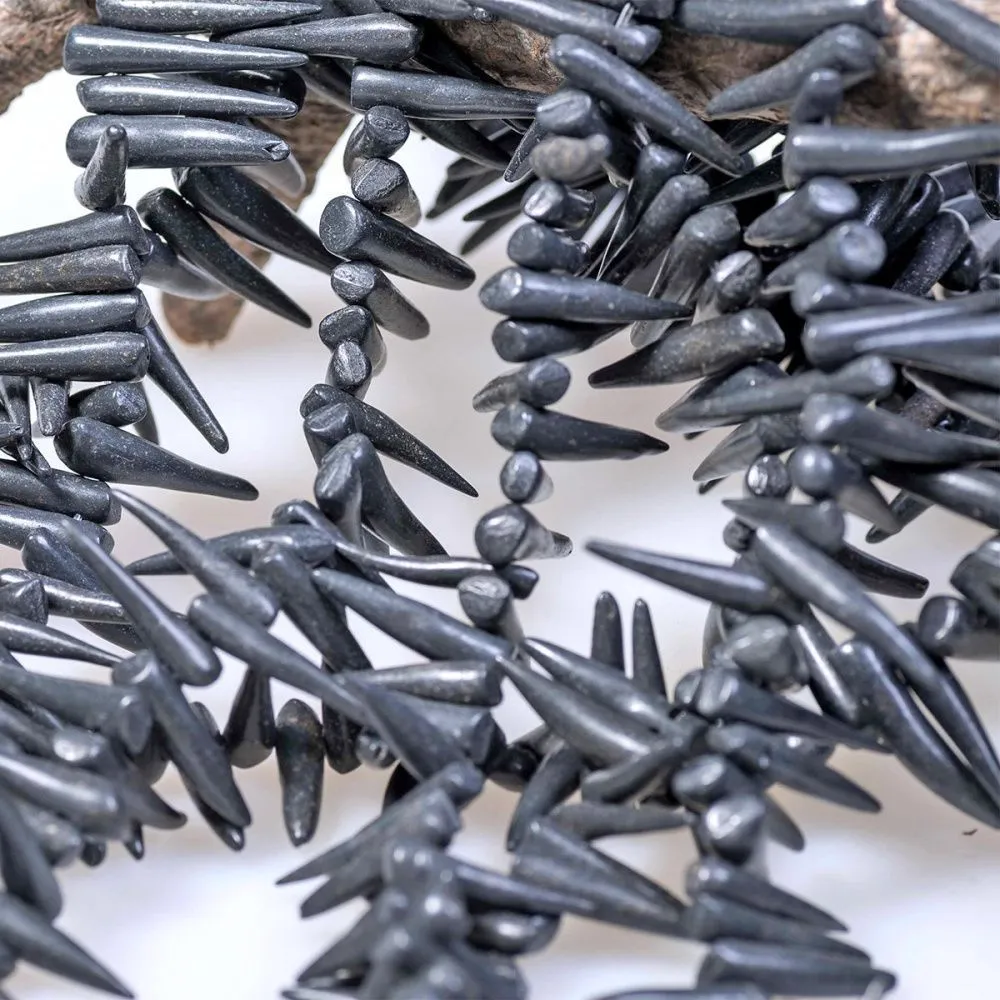 бусина бирюза синтетическая "клык", цвет черный, размерный микс