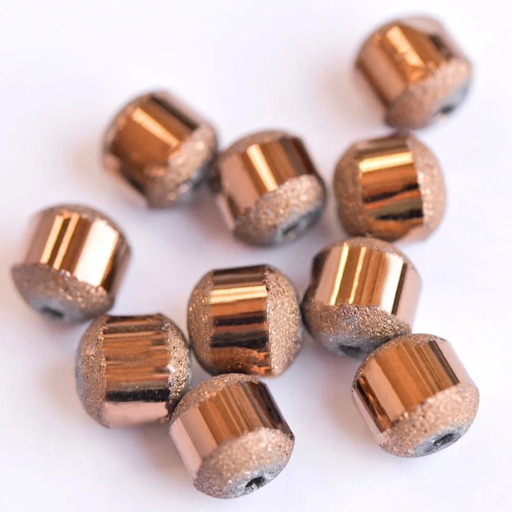 бусина, стекло 8, цвет медный металлик, 8 мм