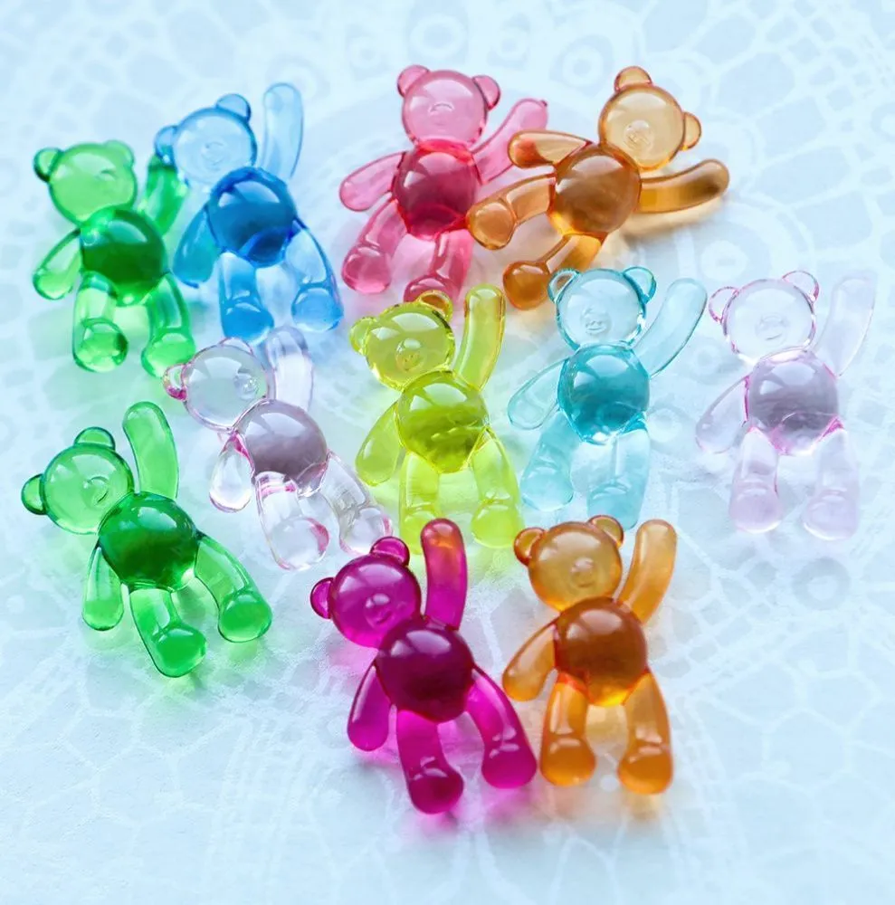 подвеска акриловая "мишутка прозрачный", цветовой микс, 37x28x13 мм