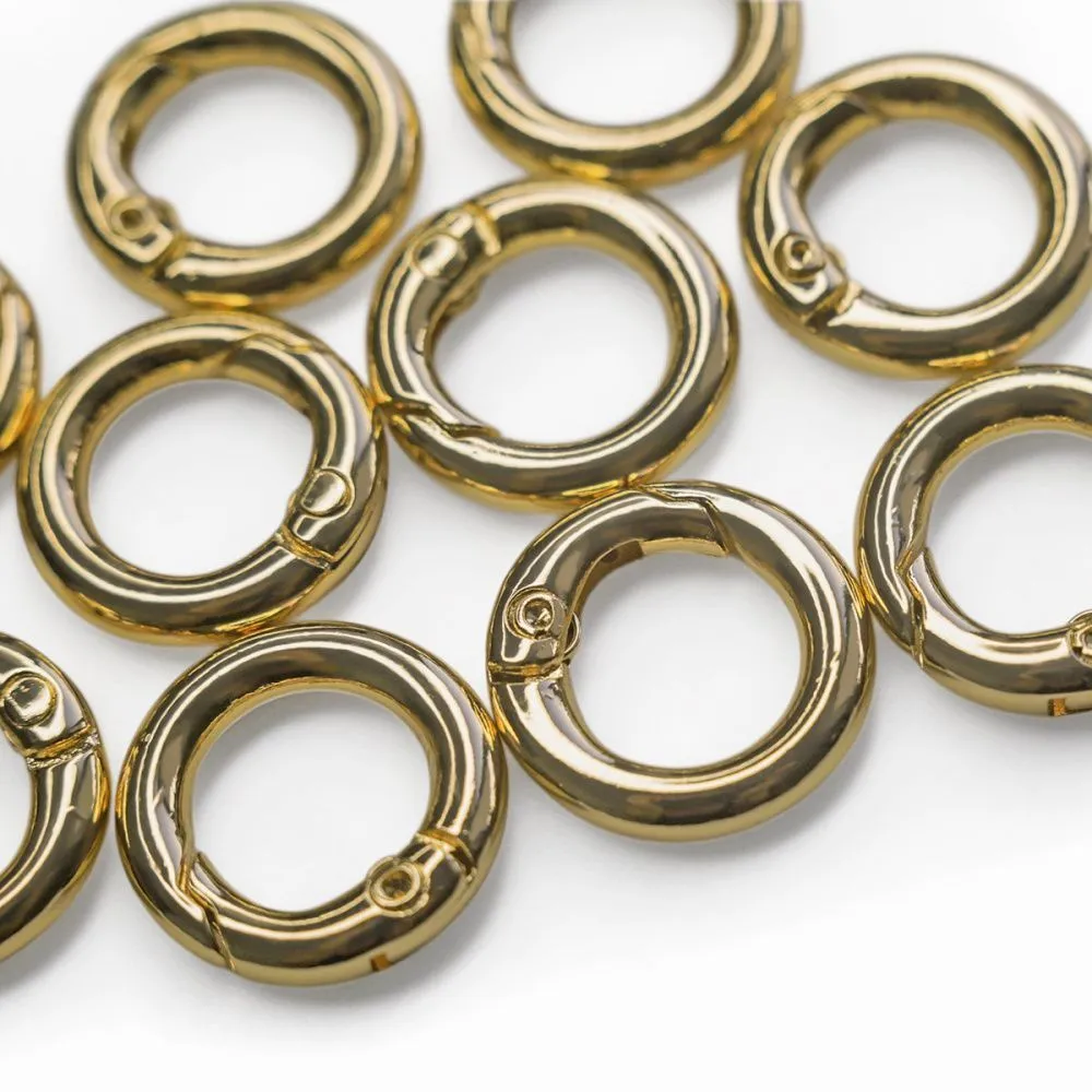 Замочки замок-кольцо для брелоков, цвет светлое золото, 17x3.5 мм