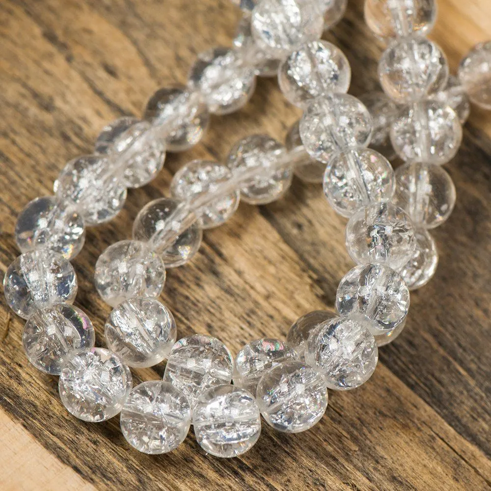 бусина, стекло "кракле", цвет прозрачный, 8 мм