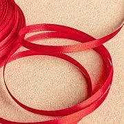 Лента, атлас, цвет красный, ширина 6 мм