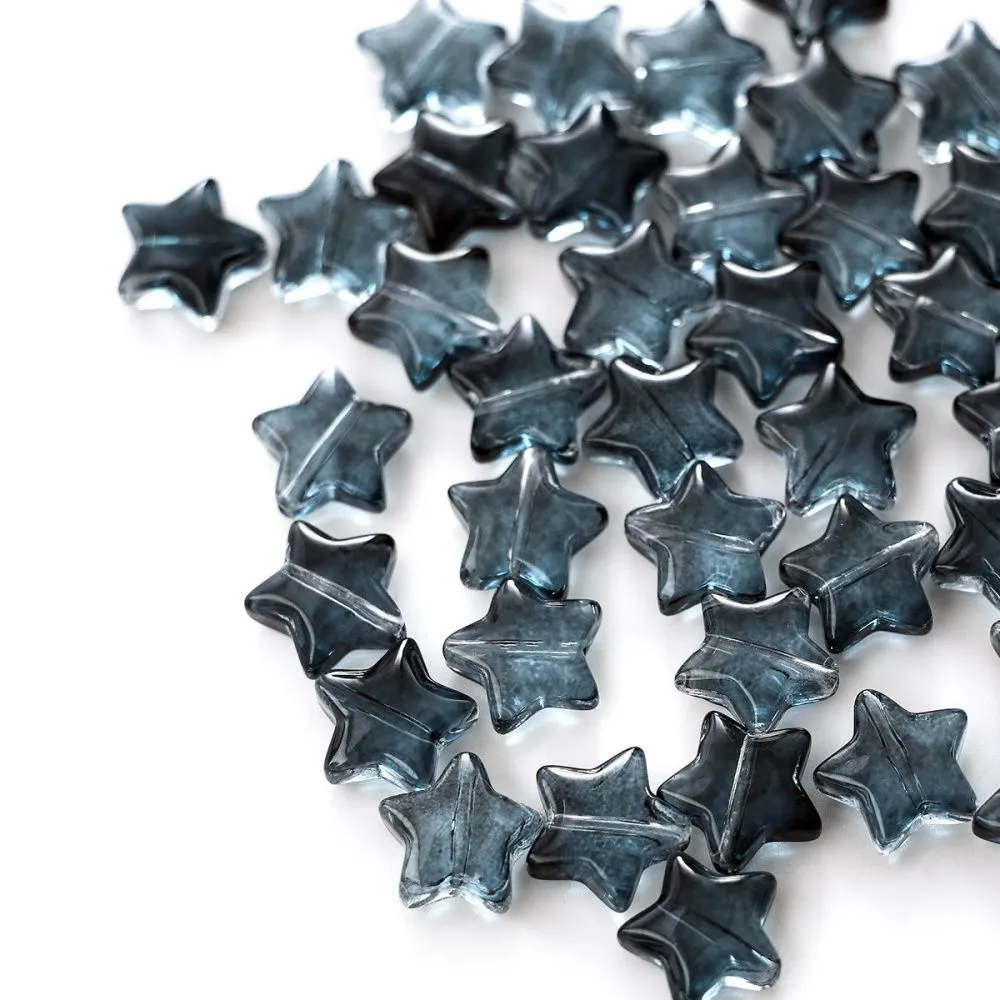 бусина "звездочка", стекло, цвет синий темный, 10x10x4 мм