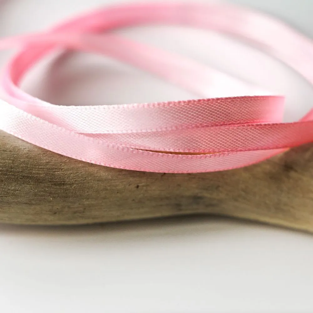 лента, атлас, цвет розовый теплый, ширина 6 мм ленты