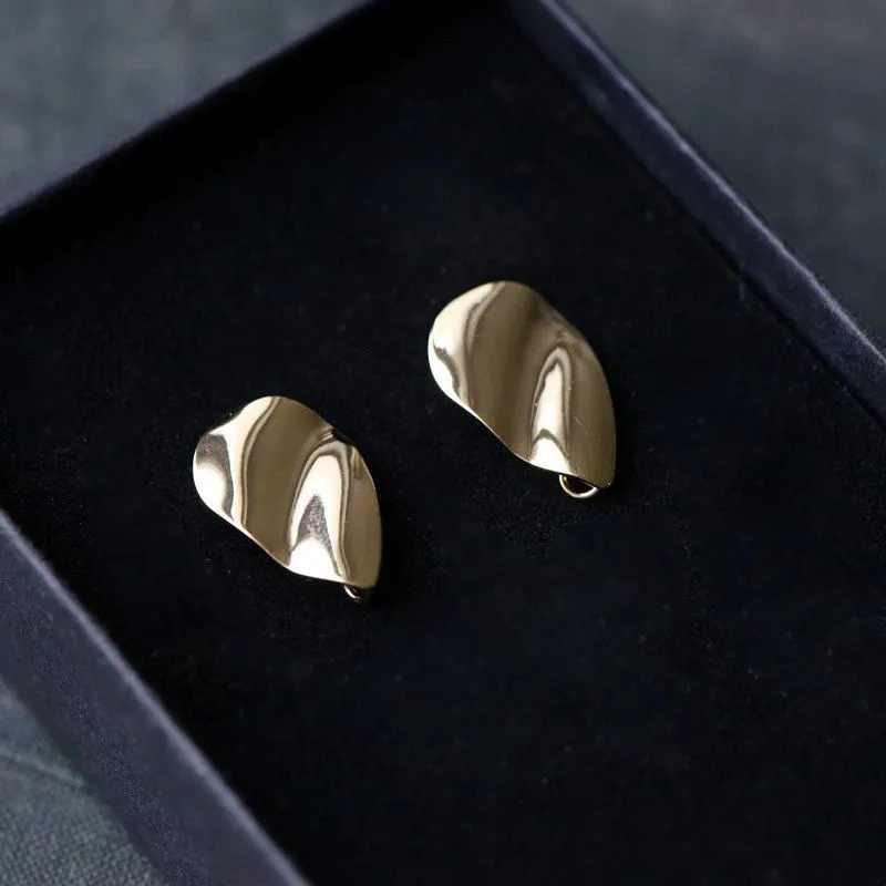 пуссеты "капля-шифон", позолоченные, 19.5x13 мм