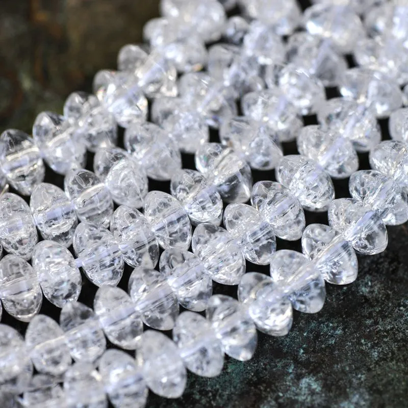 бусина, стекло "кракле-рондель", цвет прозрачный, 8x4 мм