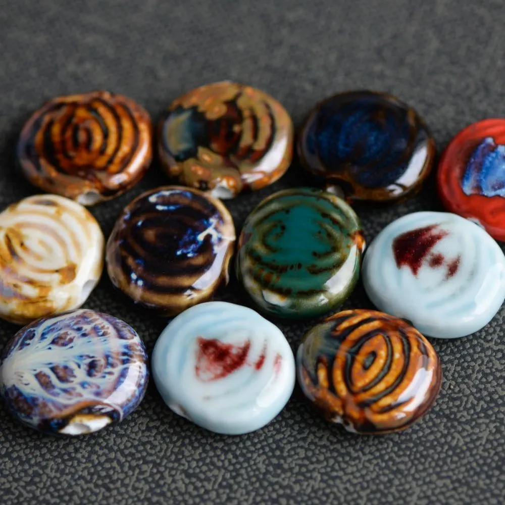 бусина, керамика "танжерин", цветовой микс, 27х24х9 мм