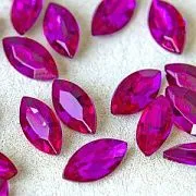 Кабошон стекло Кристалл, Navette, цвет Rose, 18х9 мм