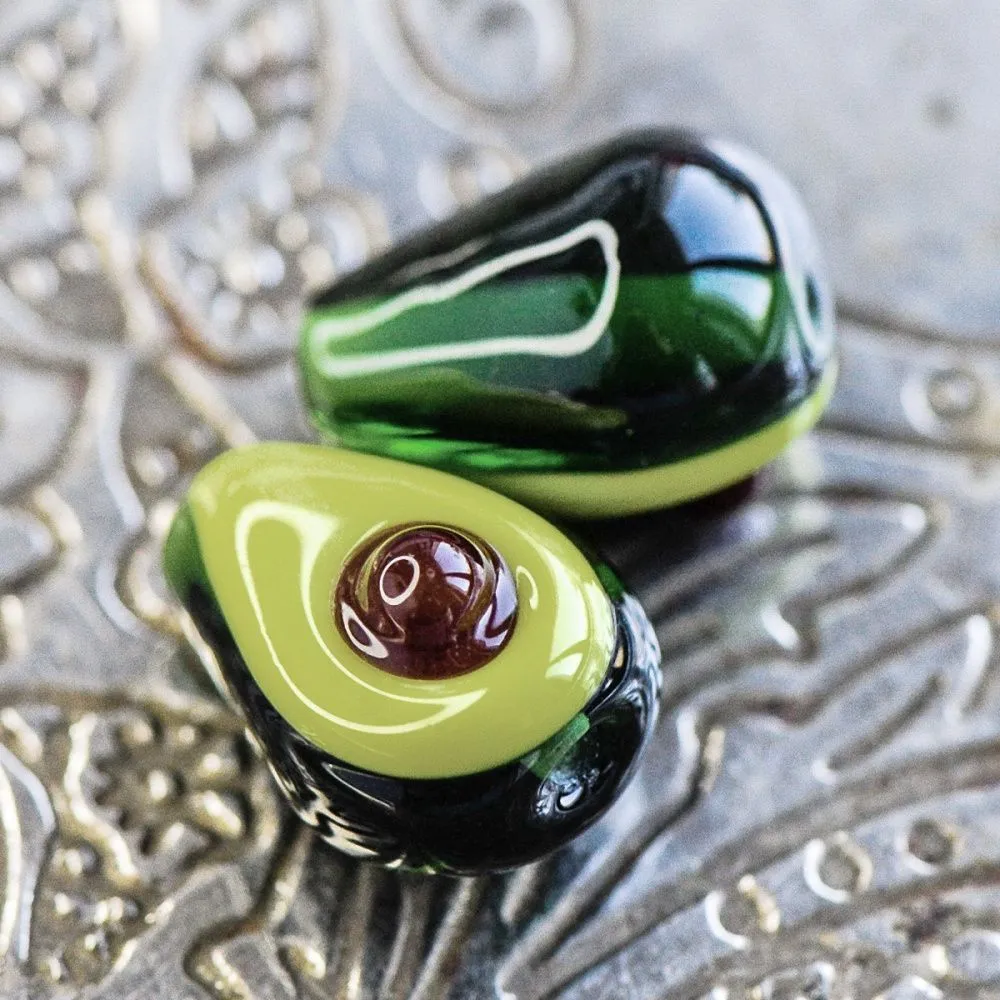 бусина, мурано "авокадо", зеленый, 15 мм