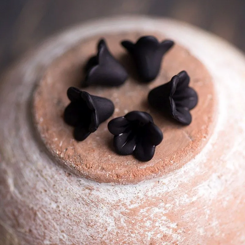 бусина, акрил "колокольчик", матовая, цвет черный, 14x10 мм