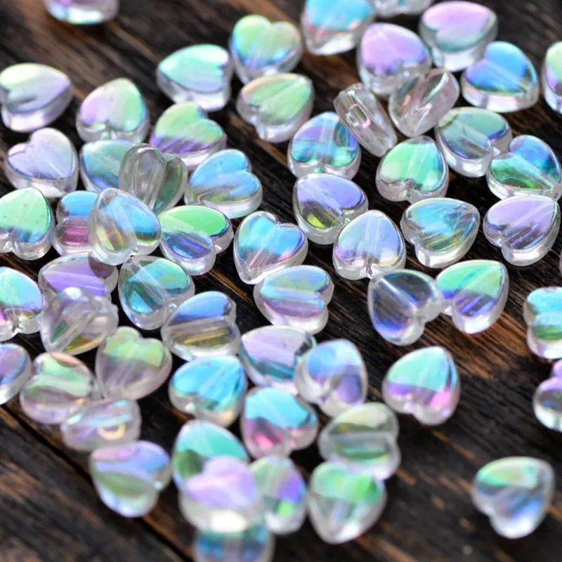 бусина, акрил "радужные сердечки", цвет прозрачный, 8х8х3 мм