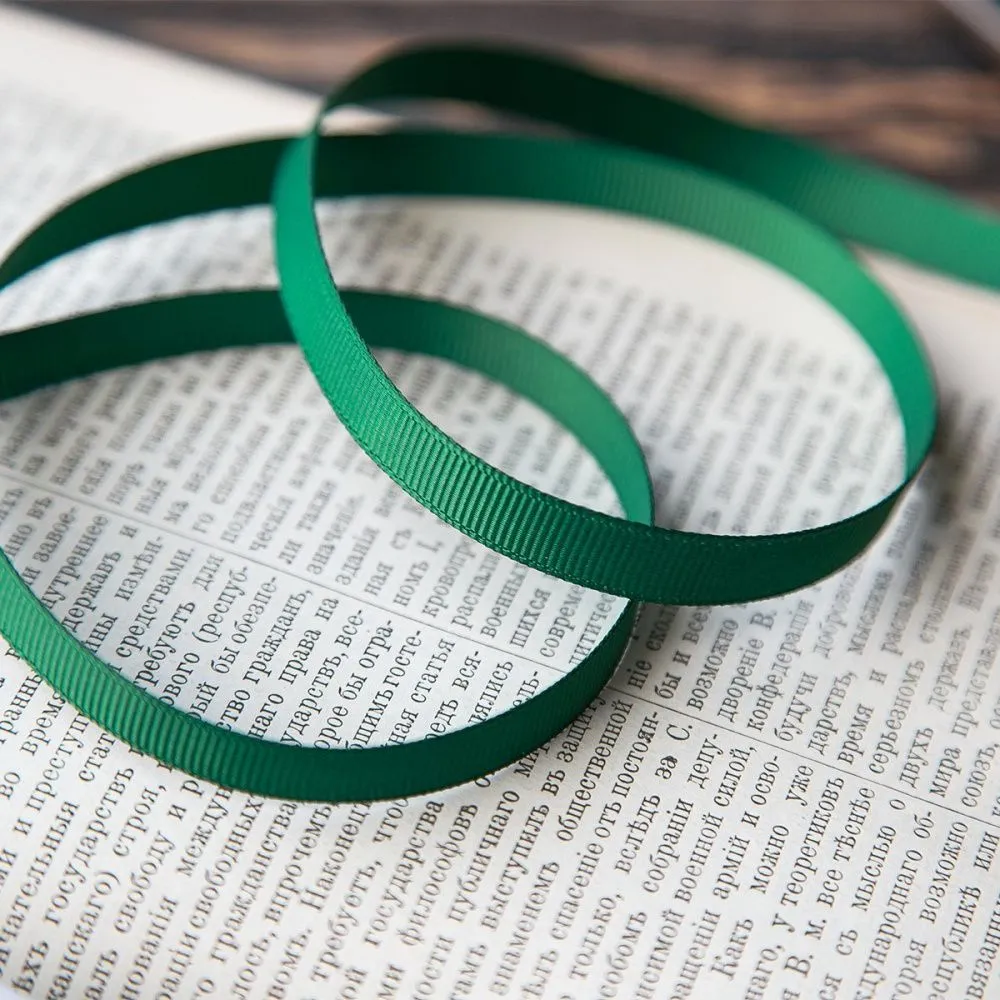 лента репсовая, цвет темный травяной зеленый, ширина 9.5 мм ленты