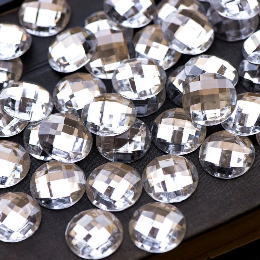 кабошон акриловый "грани", круглый, цвет прозрачный, 25х8 мм