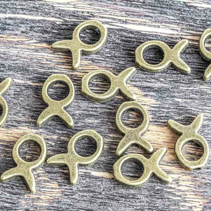 рамка для бусин "рыбка", цвет античная бронза, 13.5x9x3 мм