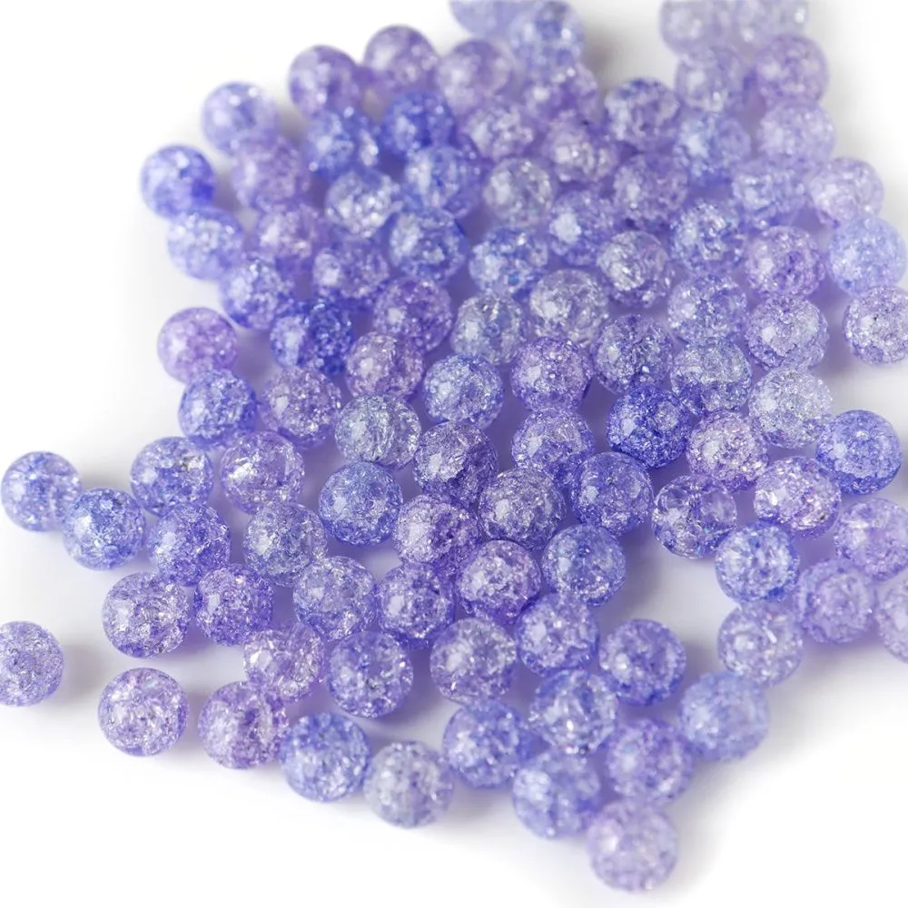 бусина, стекло "кракле", цвет сиреневый, 8 мм