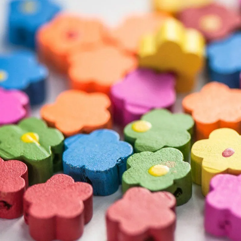 бусина дерево "цветочек", цветовой микс, 12х5 мм