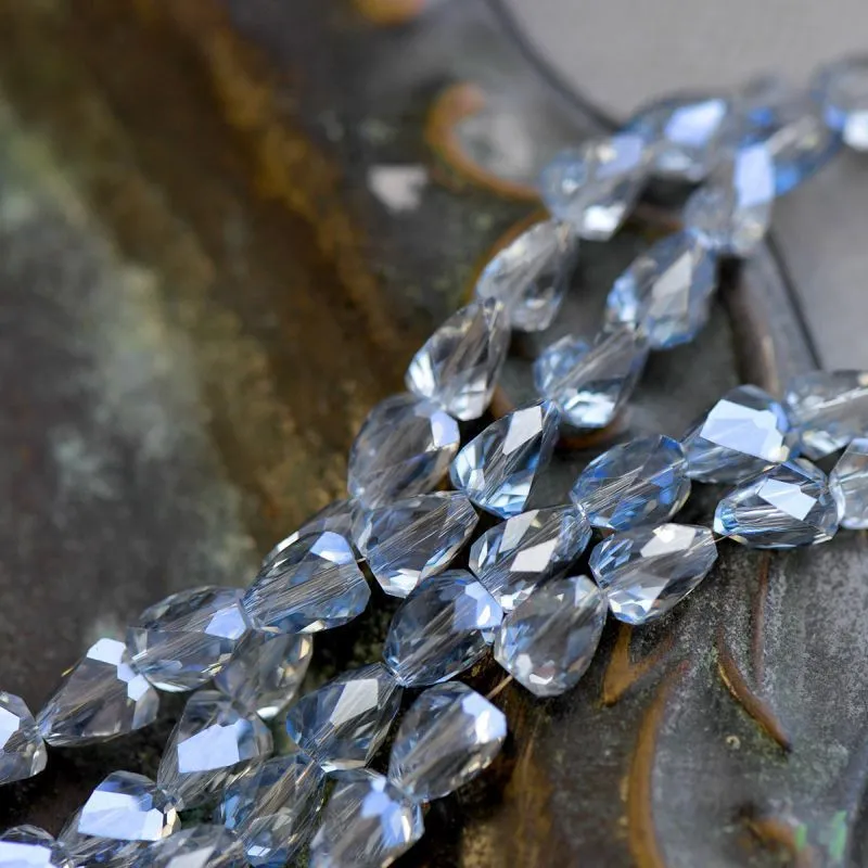 бусина "треугольник", стекло, цвет серо-голубой, 8x6x6 мм