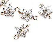 Коннектор "Незабудка" со стразами, св.золото/прозрачный, 12.5x8x4 мм