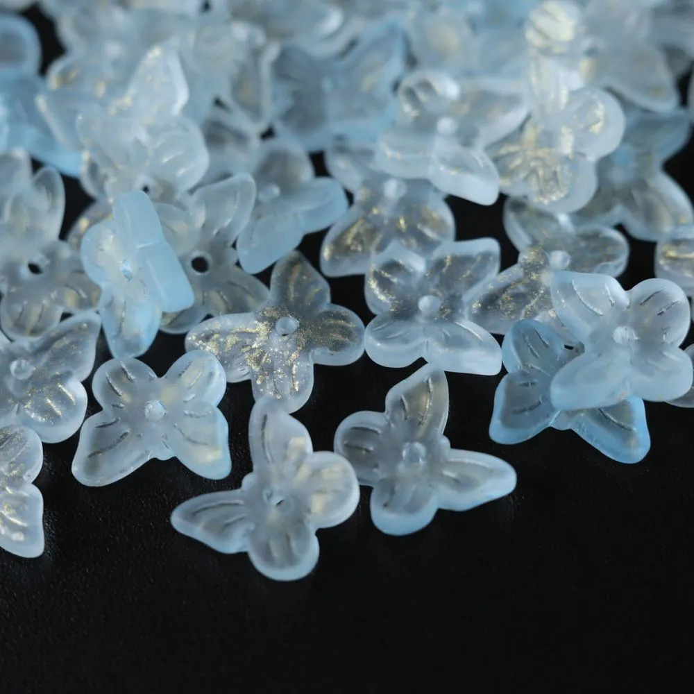 бусина "бабочка", стекло, цвет св.голубой, 10x12 мм