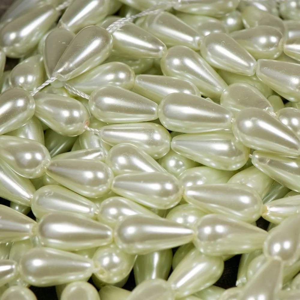 бусина, имитация жемчуга "капля", стекло, цвет белый, 8х17 мм