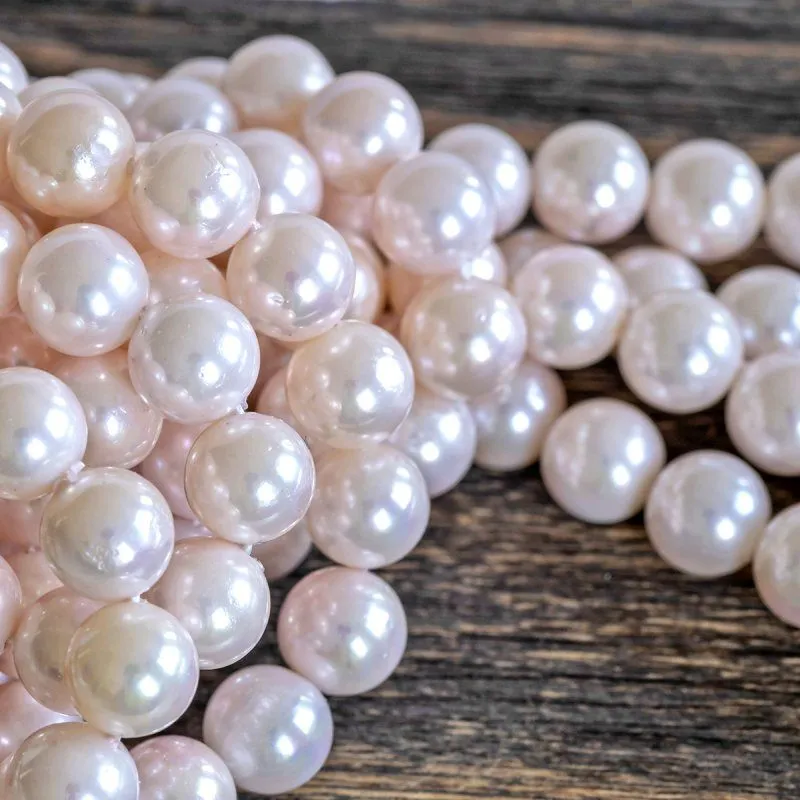 ракушечный жемчуг круглый, цвет светло-розовый, 8 мм