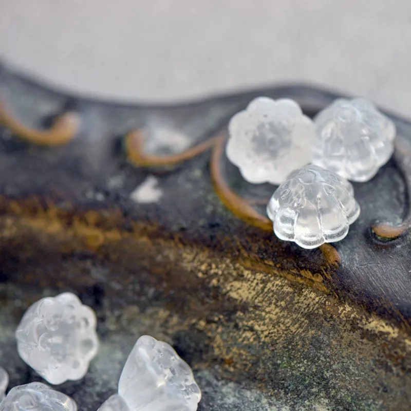 бусина "бутон лотоса", стекло, цвет прозрачный, 11x10.5x8 мм