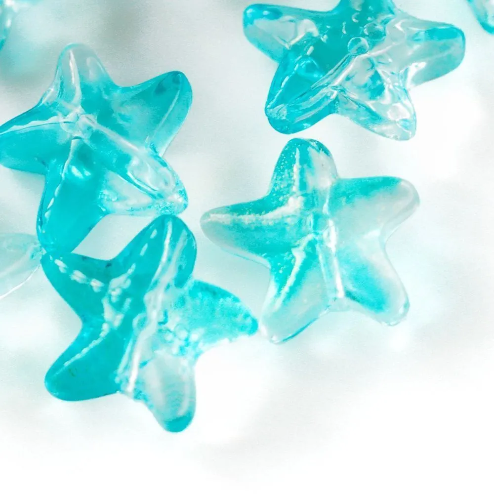 бусина "морская звездочка", стекло, цвет бирюзовый, 14 мм