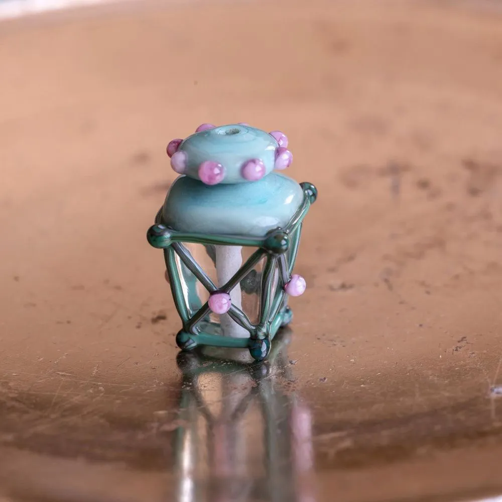 бусина, мурано "фонарик", бирюзовый, 16х12 мм