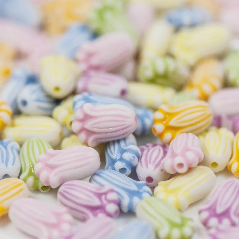 бусина, акрил "колокольчик", цветовой микс, 8х12х5 мм