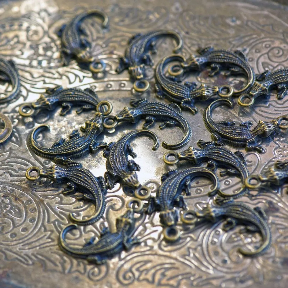 подвеска металлическая "геккон", цвет античная бронза, 23х21х3,5 мм