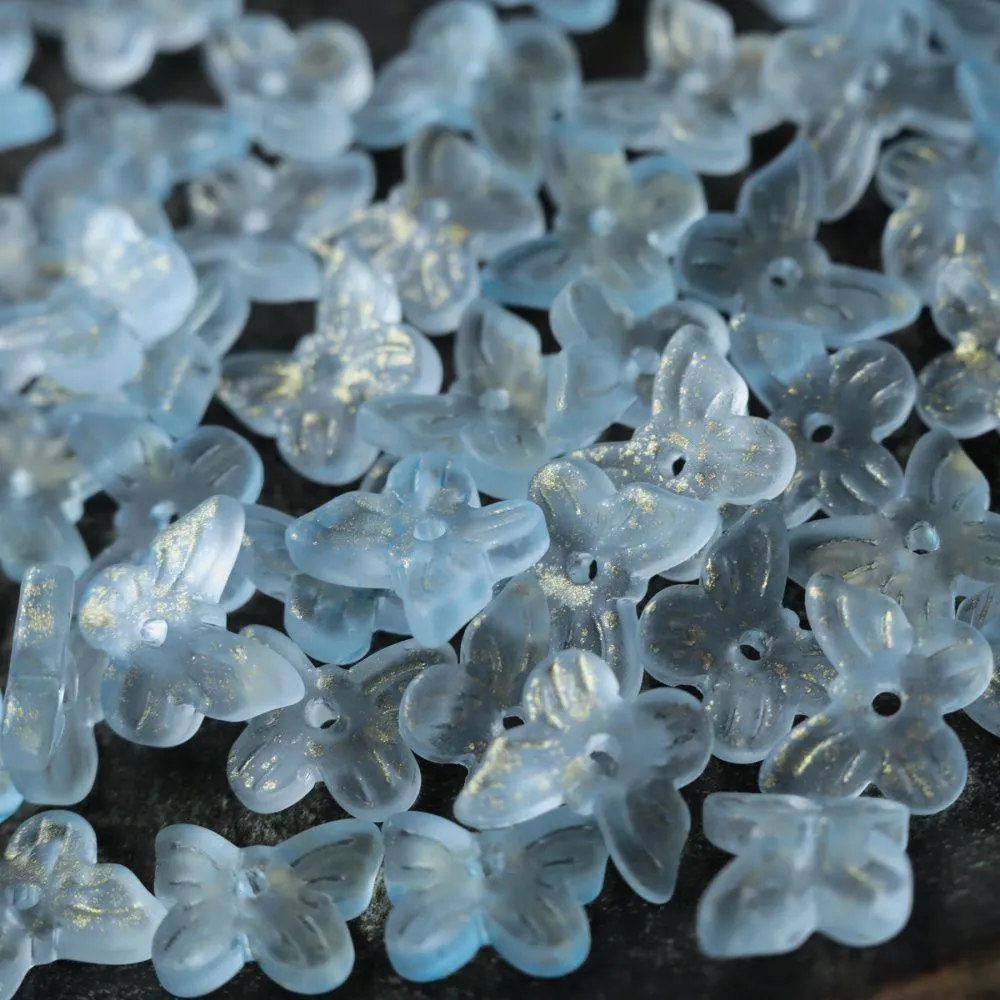 бусина "бабочка", стекло, цвет св.голубой, 10x12 мм